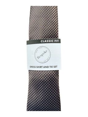 Bespoke New York Brown Blue Geometric Men’s Tie NWT